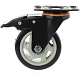 350100Sb - Полиуретановое черное колесо 100 мм(поворот.площ,тормоз,полипр.обод, двойной шарикоподш.)
